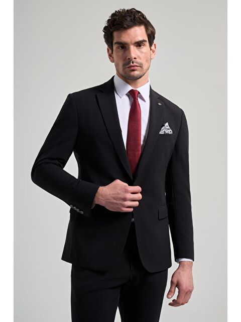 İMZA Düz Gabardin Mono Yaka Tam Astar Beli Lastikli Esnek 6 Drop Slim Fit Takım Elbise 1001250155 - S000352838-19351