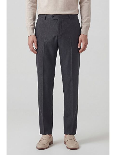 Sabri Özel Giotelli Erkek Füme Dar Kesim Slim Fit Viskon Dokuma Normal Bel Dokuma Pantolon