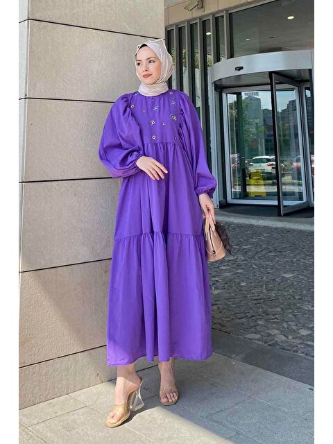 Lamelif Yazlık Elica Elbise Mor - S000517733-20042