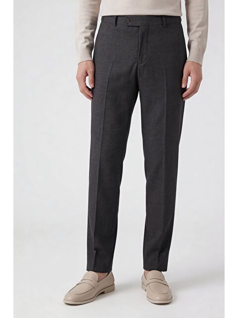 Sabri Özel Giotelli Erkek Antrasit Dar Kesim Slim Fit Viskon Dokuma Normal Bel Dokuma Pantolon