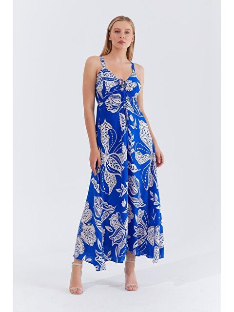 Jane's Askılı Viscon Elbise - Saks - S000527933-23710