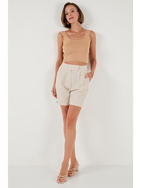 Lela % 100 Pamuklu Yüksek Bel Kadın Şort 673Sy601 - S000236710-19928