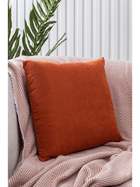 Asdiva Panoroma Süet Dokulu Düz Punch (Panç) İçin Uygun Kiremit 40X40 Dekoratif Kırlent Kılıfı - S000451621-18657