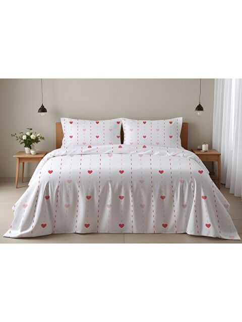 Evmila Sevgililer Günü Özel Çift Kişilik Pamuklu Nevresim Takımı 200x220 cm Çift Taraf Baskılı - S000334399-23173