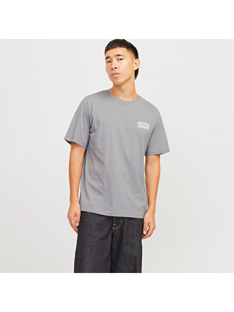 Jack & Jones Corp Logo Ss O Neck Erkek Gri Yuvarlak Yaka Spor Tişört