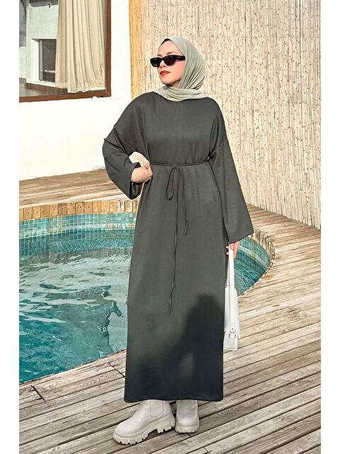 Lamelif İki İplik Elbise Koyu Yeşil - S000517797-19416