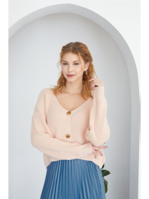 Fullamoda Düğmeli V Yaka Triko Hırka - S000345666-19928