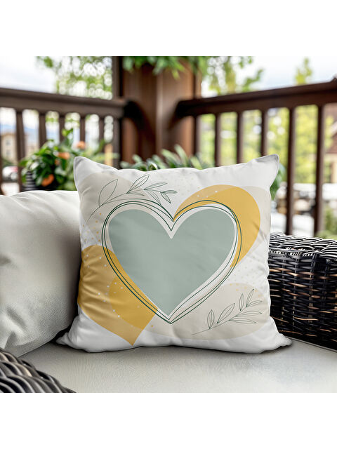 Evmila Sevgililer Günü Özel Kalp Desenli Çift Taraflı Baskılı Kadife Kırlent Kılıfı   43x43 cm - S000334421-23173