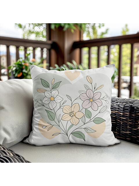 Evmila Sevgililer Günü Özel Kalp Desenli Çift Taraflı Baskılı Kadife Kırlent Kılıfı   43x43 cm - S000334422-23173