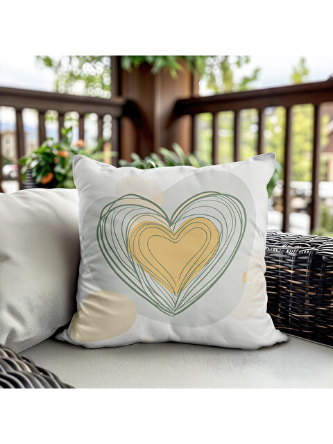Evmila Sevgililer Günü Özel Kalp Desenli Çift Taraflı Baskılı Kadife Kırlent Kılıfı   43x43 cm - S000334431-23173