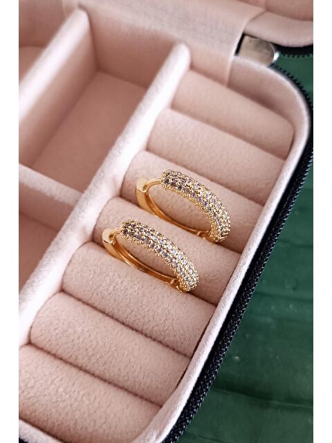 New Obsessions Anı Yaşa Halka Gömme Taşlı Huggie Küpe - S000145100-20076