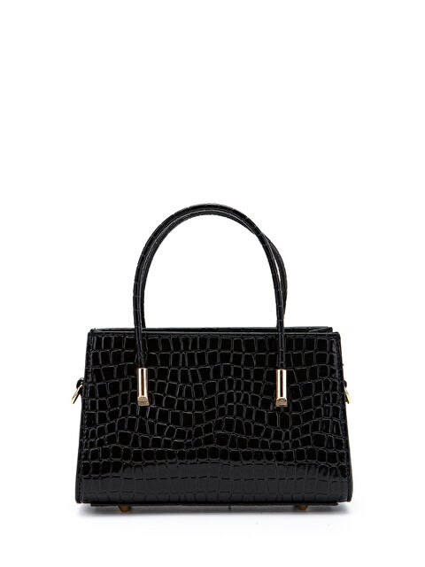 Minebag Gold Detay Sabit Askılı Kadın Çapraz Çanta Siena Siyah Croco