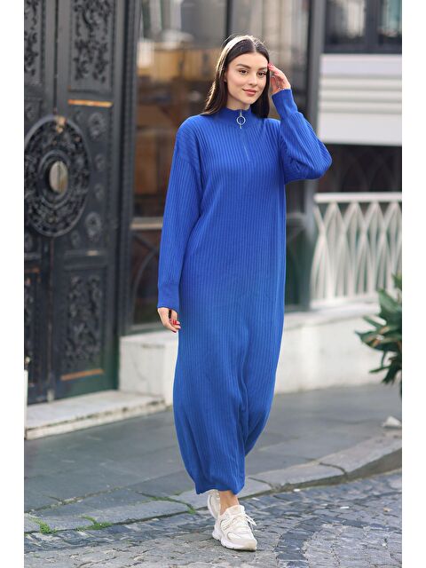 Bigdart 15839 Boydan Triko Elbise - Saks - S000110376-23710