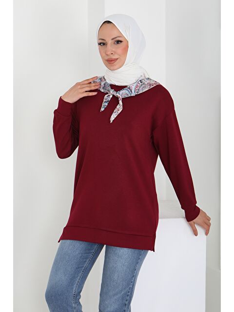 Tofisa Fularlı Modal Tunik Bordo - 27873-BORDO - S000463302-19951