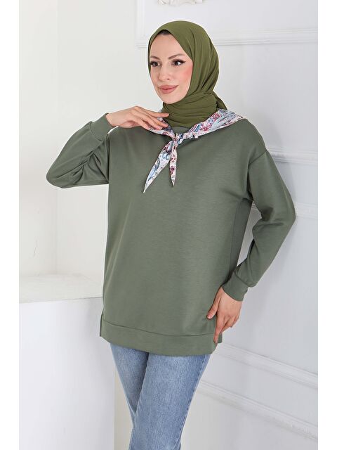 Tofisa Fularlı Modal Tunik Haki - 27873-HAKI - S000463302-18547