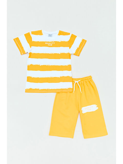 Fullamoda Yazı Baskılı Şeritli 2 Li Erkek Çocuk Şortlu Takım - S000381066-20072