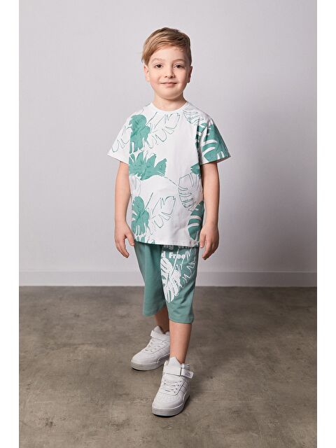 Fullamoda Yaprak Baskılı 2 Li Erkek Çocuk Şortlu Takım - S000381064-20054