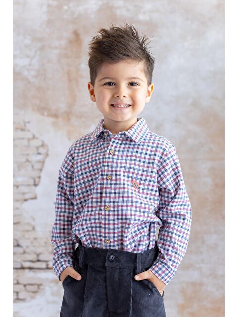 MİNİNİO Erkek Çocuk Kareli Gömlek - Kırmızı Ekose - S000316651-20045