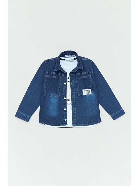 Fullamoda %100 Pamuk Yazı Baskılı Düğmeli 2 Li Erkek Çocuk Takım - S000381068-17234