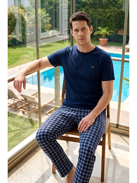 Remsa Büyük Beden Erkek Penye Kısa Kol Pijama Takımı