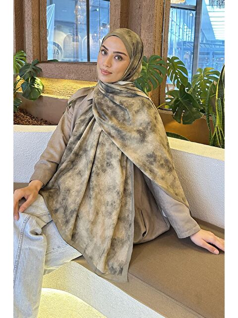 Lamelif Bulut Desen Bambu Şal Mint Yeşili