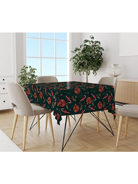 Evmila Yılbaşı Desenli Kadife Doku Masa Örtüsü - S000111515-23173