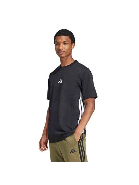 Adidas Essentials 3 Stripes Single Jersey Erkek Siyah Tişört - S000522145-19351
