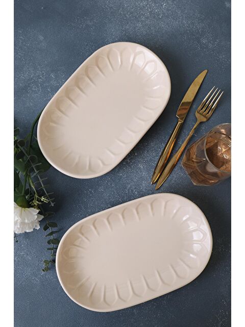 Keramika Krem Badem Kayık Tabak 25 Cm 2 Adet - S000174195-19966