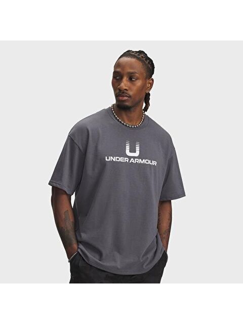 Under Armour Heavyweight U Logo Erkek Gri Bisiklet Yaka Tişört - S000522146-20600