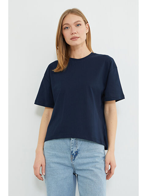 Fullamoda Basic Bisiklet Yaka Crop Tişört