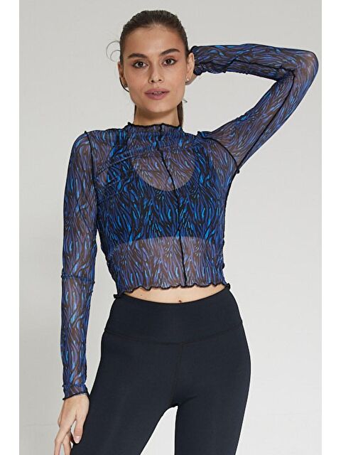 Chandraswear Mavi Kadın Tüllü Bluz  - Nules - S000110134-17234