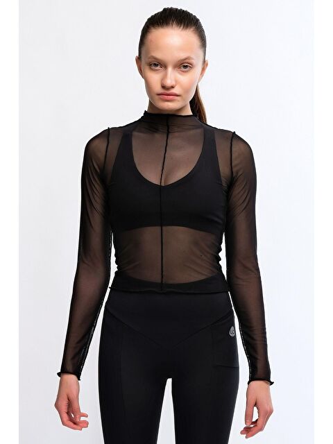 Chandraswear Siyah Kadın Tüllü Bluz - Nules - S000110134-19351