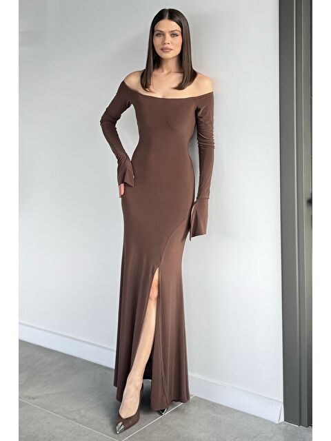 Gülseli Kadın Sırt Bağlamalı Yırtmaç Detaylı Elastanlı Abiye - S000491535-19413