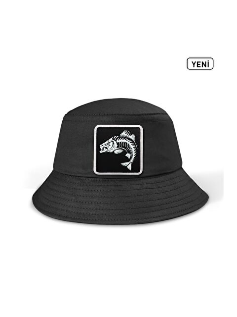 BlackBörk Balık Logolu Bucket Siyah Şapka