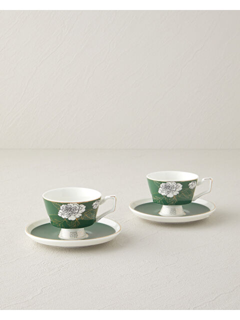 English Home Evelina New Bone China 4 Parça 2 Kişilik Kahve Fincan Takımı 90 ml Koyu Yeşil - S000360610-19416