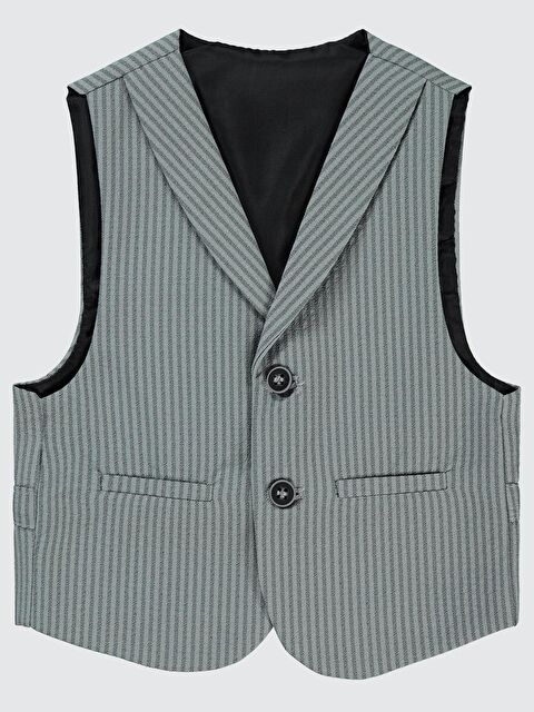 Civil Boys Fitilli Keten 2-5 Yaş Yelek - Gri 5-6 Yaş