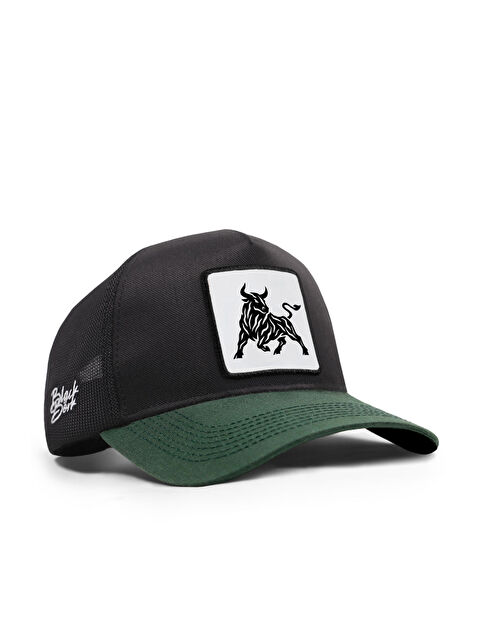 BlackBörk Boğa Logolu Cordura Petrol Yeşili-Siyah Trucker Şapka