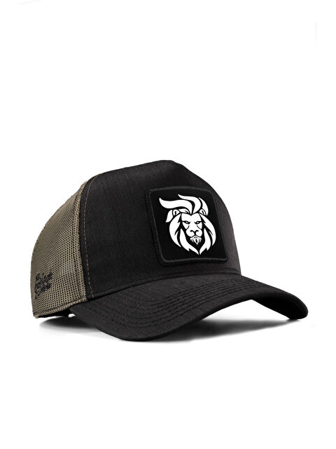 BlackBörk Aslan Logolu Cordura Siyah-Haki Trucker Şapka