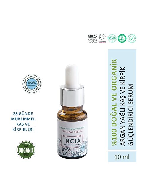 INCIA %100 Doğal Kaş ve Kirpik Güçlendirici Serum Bitkisel Yoğunlaştırıcı Yoğun Bakım Yağı Vegan 10 ml - S000364605-10231