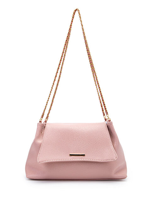 Minebag Kapaklı Zarif Tasarım Sarrah Kadın Omuz Çanta Pudra