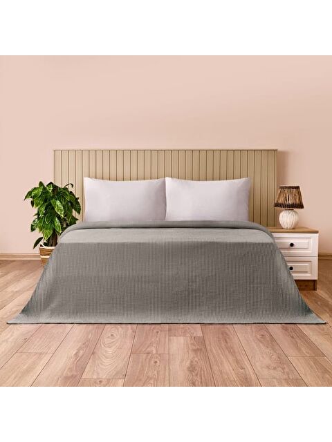 Evidea Soft Rete Tek Kişilik Pike - Gri - 160x220 cm