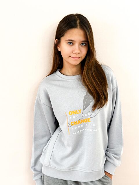 Miababy Unisex Bisiklet Yaka Baskılı Sweatshirt - S000327227-37276