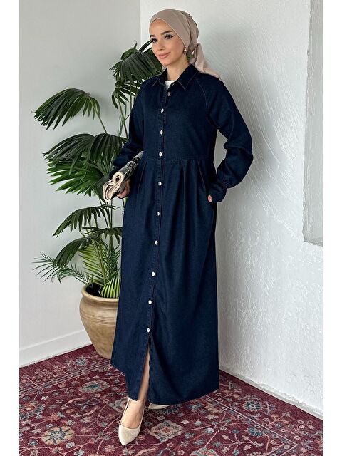Julude Ön Düğmeli Tesettür Jean Jean Elbise - S000491544-21164