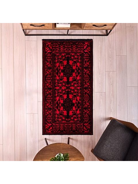 Evidea Soft Arzen Afgan Desenli Halı - Kırmızı - 80x150 cm