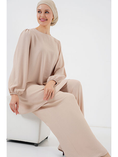 Bigdart Ayrobin Tunik Pantolon Alt Üst Takım 6712 - Krem