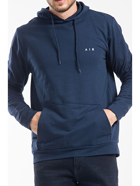 Süperlife Kapüşonlu Standart Kalıp Air Baskılı Erkek Büyük Beden Hoodie - S000292792-21164