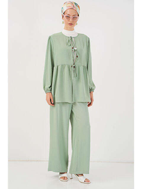 Bigdart Kadın Önü Bağcıklı Tunik Pantolon İkili Takım 6744 - Mint - S000407441-17259