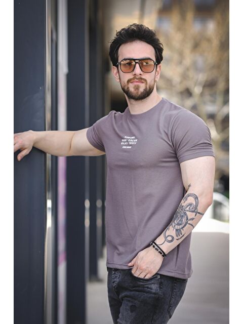 Oksit Slow Lives Waffle Kumaş Bisiklet Yaka Baskılı Erkek Tshirt - S000374821-33408