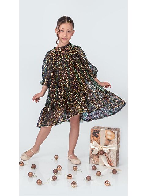 Mnk Baby & Kids Likio Vintage Payet Kız Çocuk Abiye M00739 - S000389033-19351