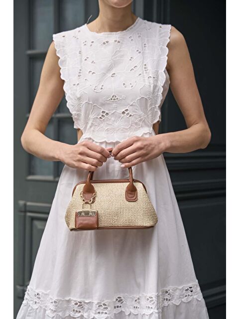 MADAMRA Hasır Dokulu Mini El Çantası Taba - S000452308-37454